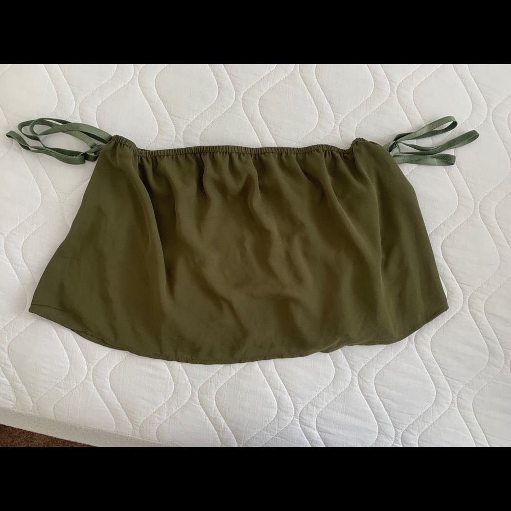 Olive green strapless shirt